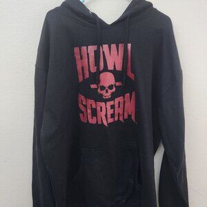 Howl O Scream SeaWorld Black Skull Graphic Hoodie Kangaroo Pocket 2XL
